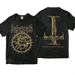 เสื้อยืด พิมพ์ลาย Behemoth Inverted cross พรีเมี่ยม สีดํา