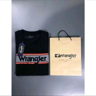 เสื้อยืดผ้าฝ้าย พิมพ์ลาย Wrangler strip ฟรีถุงกระดาษ 30 ชิ้น