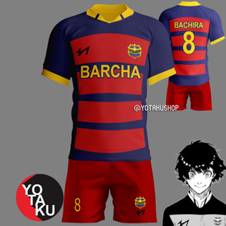 เสื้อกีฬาคอสเพลย์ FC BARCHA Meguru Bachira YOTAKUSHOP สีฟ้า