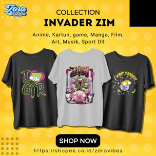 เสื้อยืด ผ้าฝ้าย ลายตาราง Invader Zim Gir 90s 30s