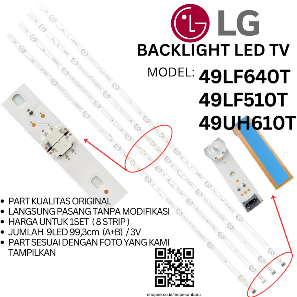 LG 49 INC LED TV BACKLIGHT 49LF510T 49LF640T 49UH610T BL 3V LAMP
