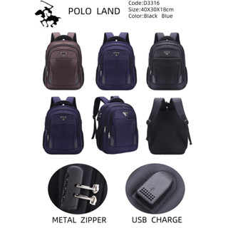 Polo LAND 3316 กระเป๋าเป้สะพายหลัง นําเข้าจากแล็บท็อป