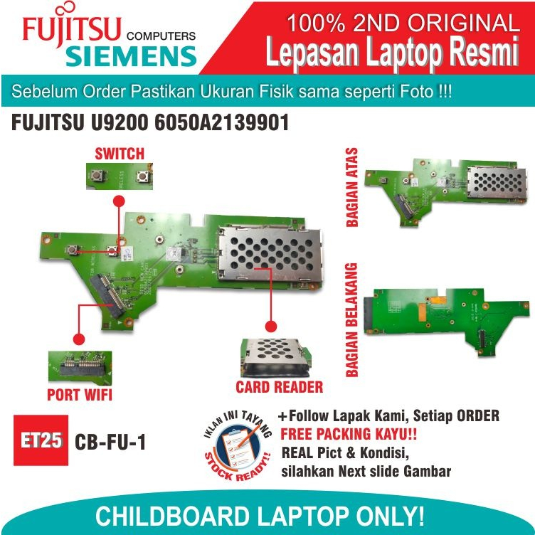 ET25 CB-FU-1 สวิตช์เครื่องอ่านการ์ด Childboard FUJITSU U9200 6050A2139901