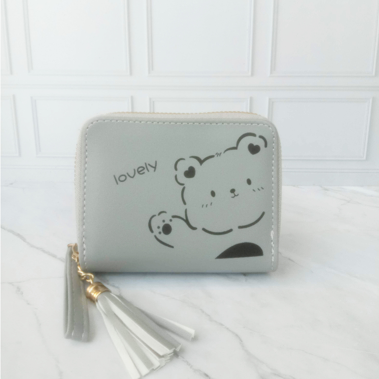 LAKUSO กระเป๋าสตางค์ใบสั้นหนังสังเคราะห์ผู้หญิง Lovely Bear SL 806