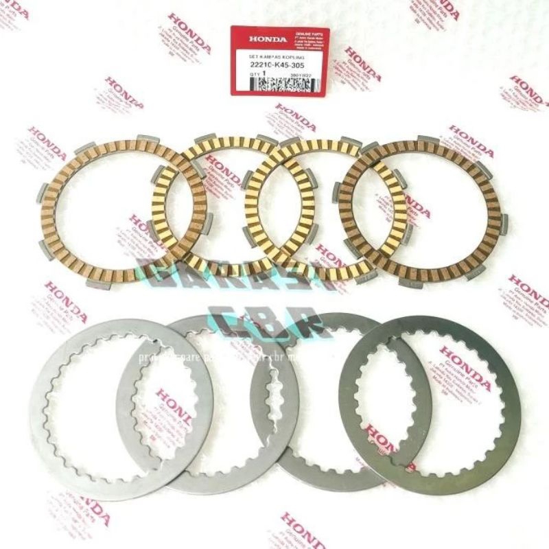 22210 K45 305 CLUTCH PLATE SET FRICTION PLATE IRON CBR150 K45R USD 2021 2022 2023 เดิม