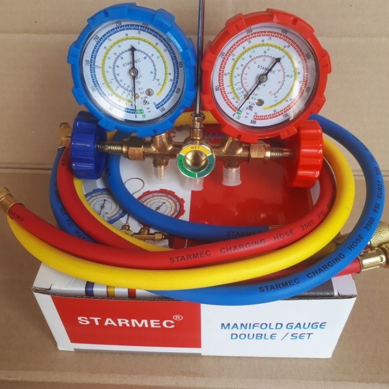 RK ทดสอบ double manifold double r22 car ac ชาร์จ 220 / 500 / 800 psi เครื่องมือคุณภาพสูง