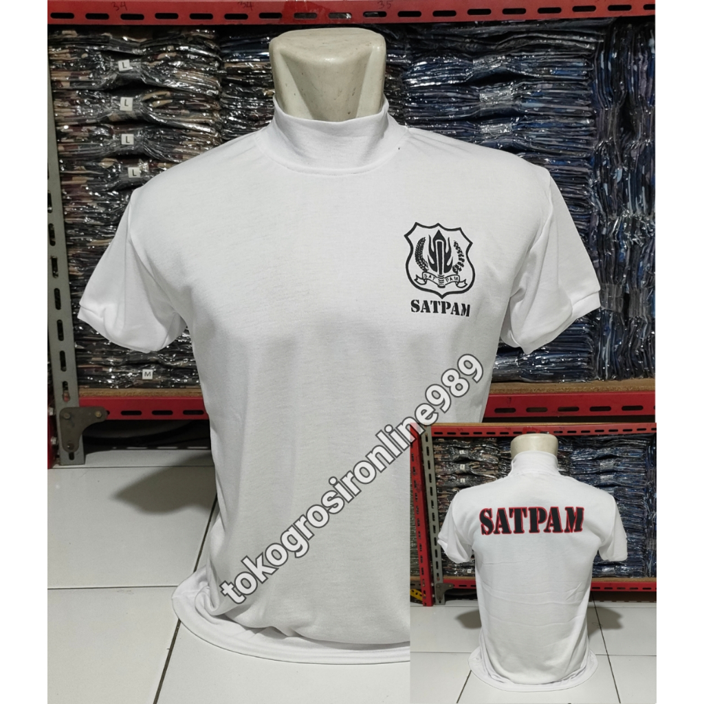 Putih เสื้อยืดการ์ดรักษาความปลอดภัยสีขาว เสื้อซับใน รปภ สีขาว คอปกสูง