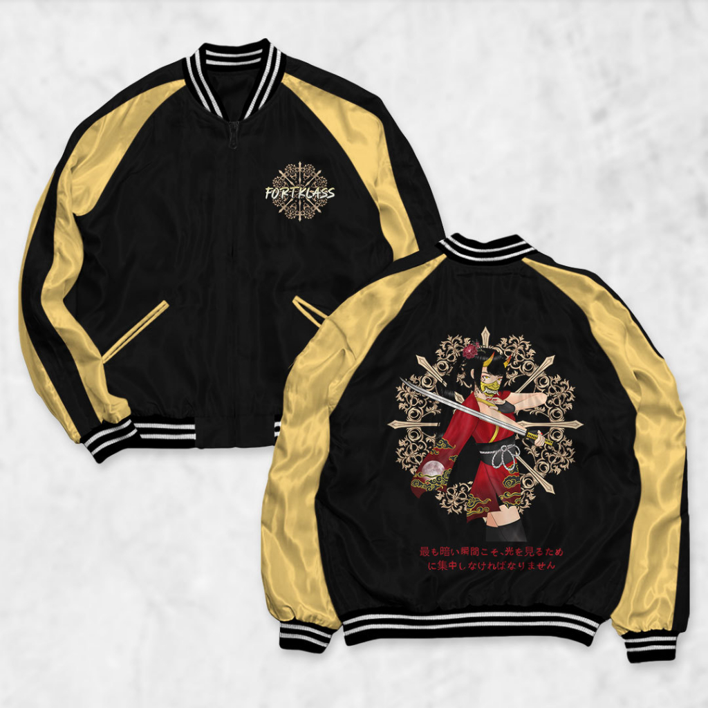 เครื่องแต่งกาย RisRus - Sukajan GUSHYA แจ็คเก็ตพิมพ์แจ็คเก็ตผู้ชายและผู้หญิง Distro Unisex ญี่ปุ่นพร