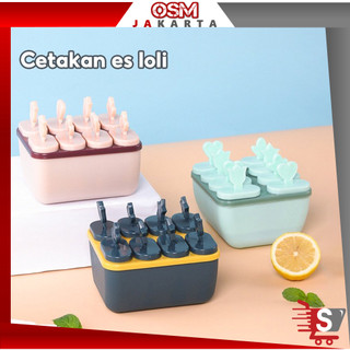 OSM JKT H5975 Cetakan Ice Cream / Cetakan Es Batu Dengan Tutup / Cetakan Es Krim Stik / Cetakan Es Krim 8 Slot / Es Loli DIY