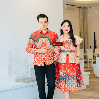 COUPLE BATIK PREMIUM SHEILA BATIK MIRA | DRESS FULL TRIKOT DAN KEMEJA FULL FURING