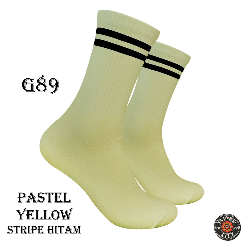 Oldschool Pastel Yellow Stripe Black Socks 2 (FC) No. G89
