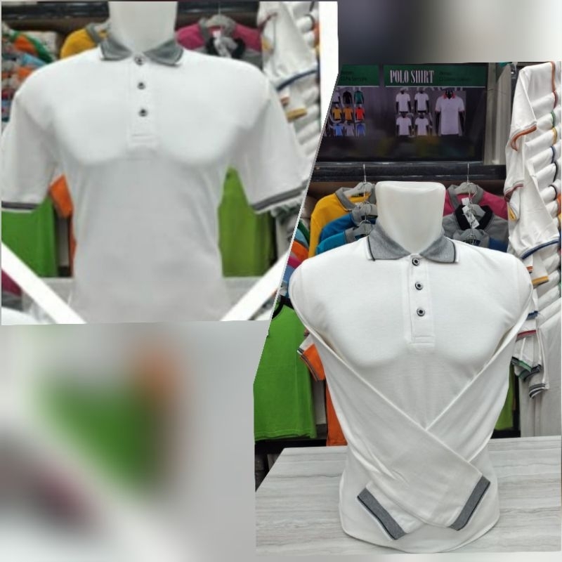 เสื้อเชิ้ตคอปกโปโลสีขาว พรีเมี่ยม สีเทา ยี่ห้อ 607 พารามา
