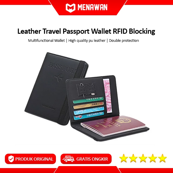 Casual Leather Travel Passport RFID Wallet Premium Leather Travel Passport Card Wallet