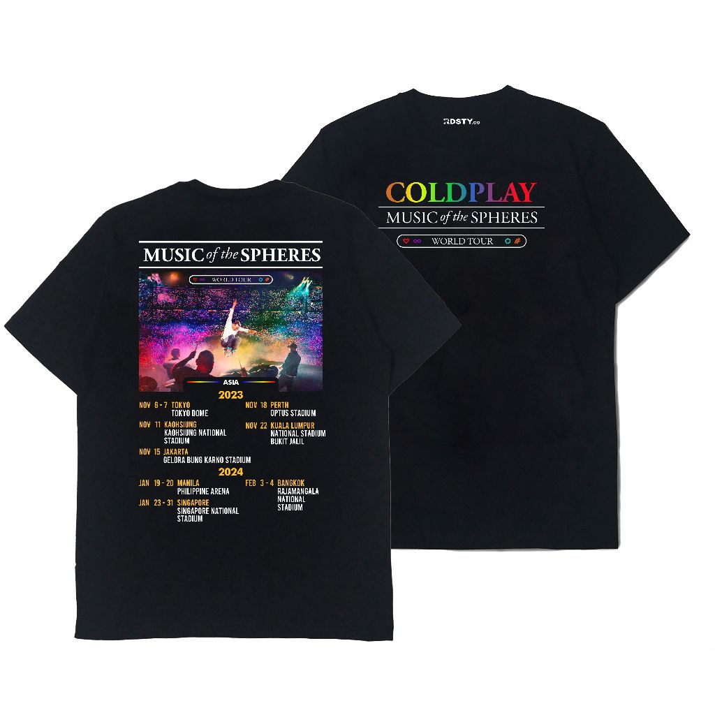 เสื้อยืด Coldplay Tour ASIA 2023 Premium Tshirt Coldplay Tour Music Of The Spheres kos band