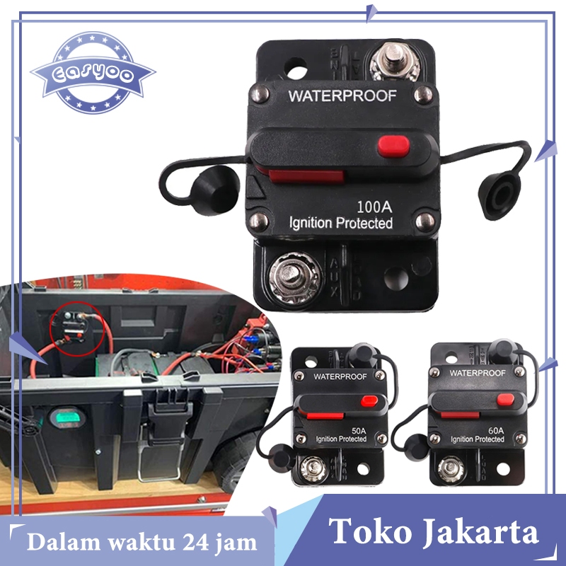 50/60/100A กันน้ํา Circuit Breaker Fuse Solar Panel Circuit Fuse รีเซ็ต 12V-24V DC Car