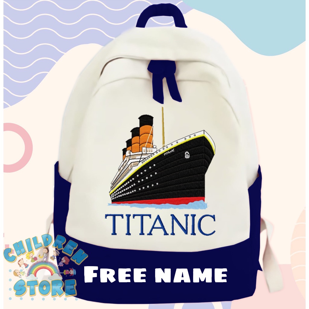 Children& 39;S BACKPACK BAG CUSTOM SCHOOL CHILDREN& 39;S BACKPACK TITANIC SHIP IMAGE Unisex ฟรี NAME