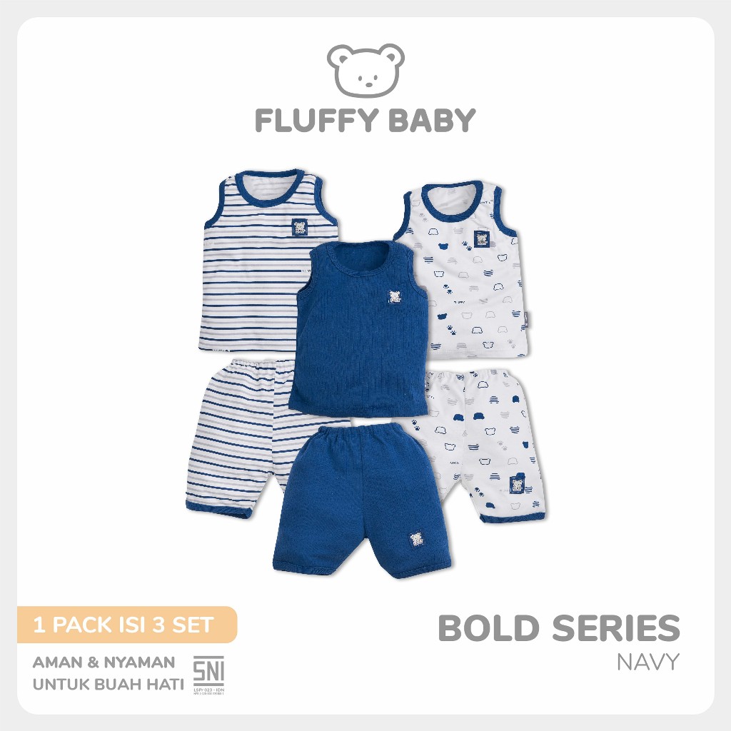 FLUFFY 3/4 BOLD Pants Set (3 คู่) SKD3SB/SKD3XB NAV SML 123