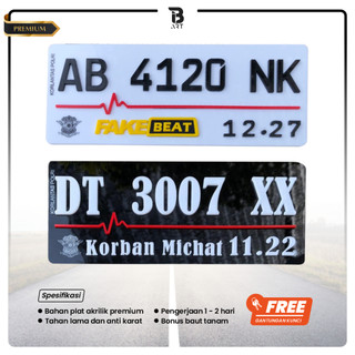 Plat Nomor Timbul Akrilik Motor Baut Tanam / Plat Nomor Motor Variasi  Murah Original / Plat nomor motor Kecil / Plat nomor motor Putih Hitam / Plat Nomer Motor
