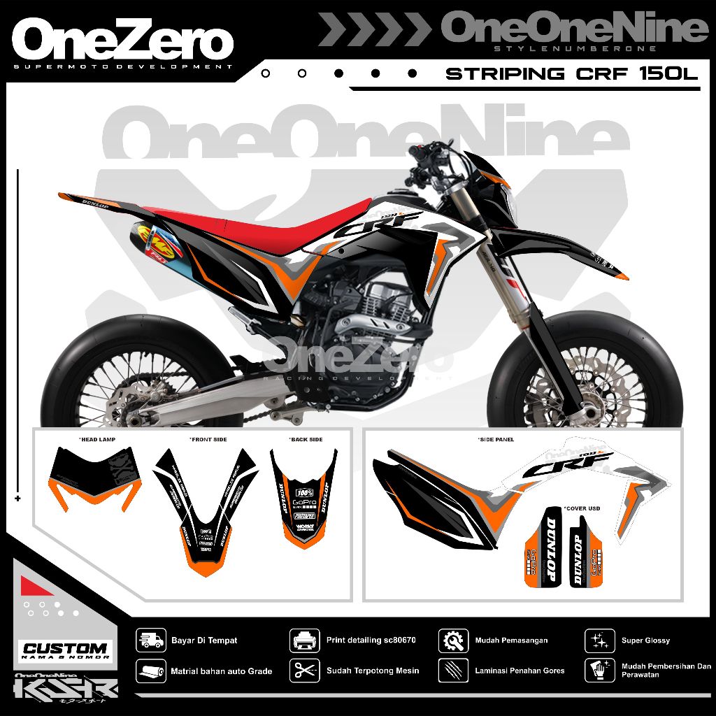 สติ๊กเกอร์ STRIPING DECAL CRF 150 L - DTRACKER - GORDONS - CRF - WR - KLX BF - ONEONENINE - ONEZERO 