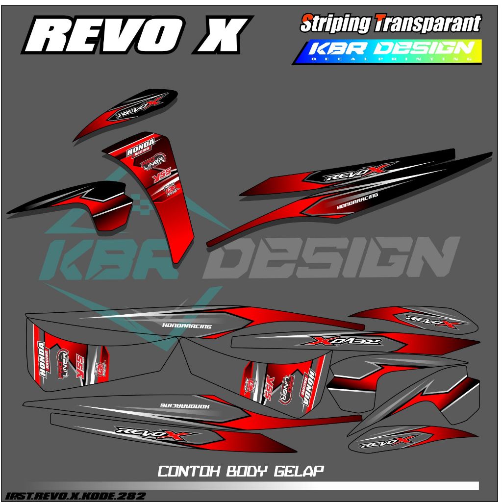 Revo X HONDA REVO X สติกเกอร์ติดตกแต่งรถจักรยานยนต์ - สติกเกอร์แผนภูมิสี เรียบง่าย พร้อมโฮโลแกรม และการออกแบบการแข่งรถแบบโปร่งใส IP.KODE-282