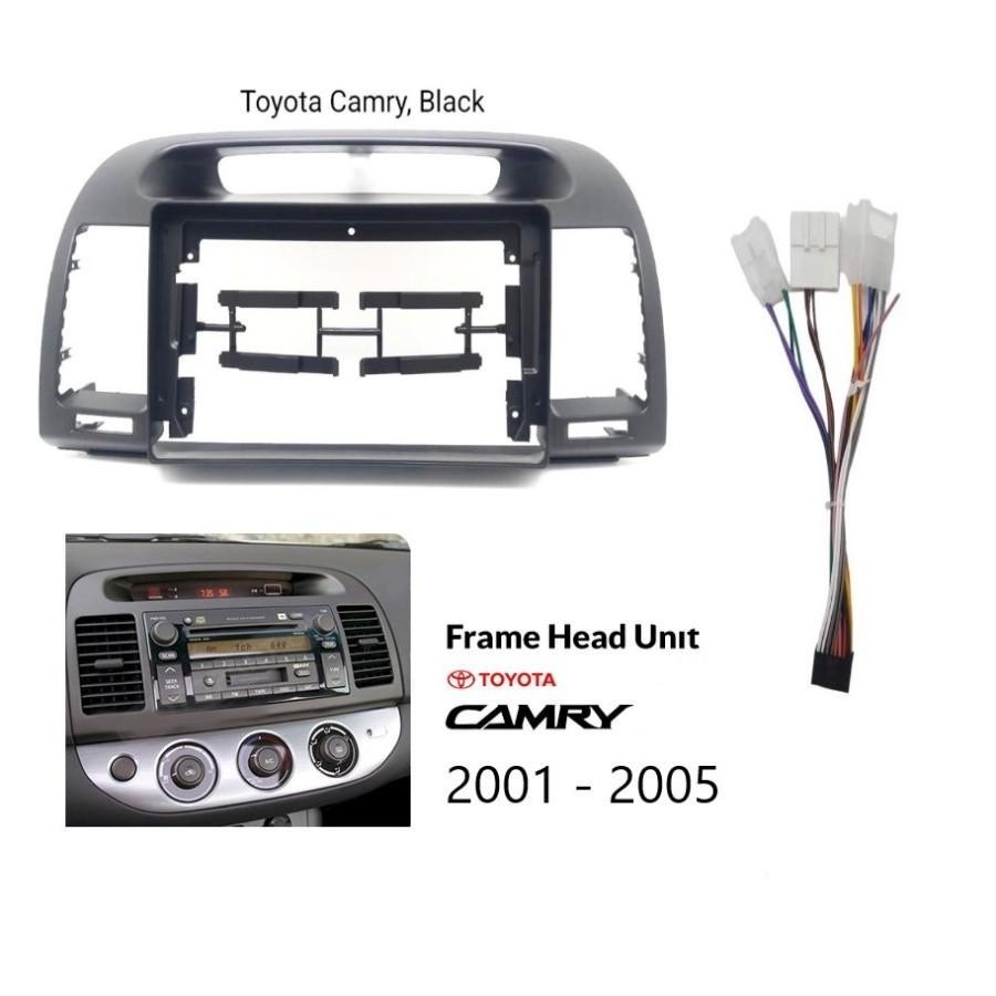 กรอบ 9 นิ ้ ว Toyota Camry 2000-2003 ( สีดํา/Gray/Wooden🌹 Panel Head Unit Plus PnP Cable