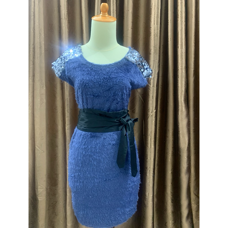 NAVY FUR DRESS******