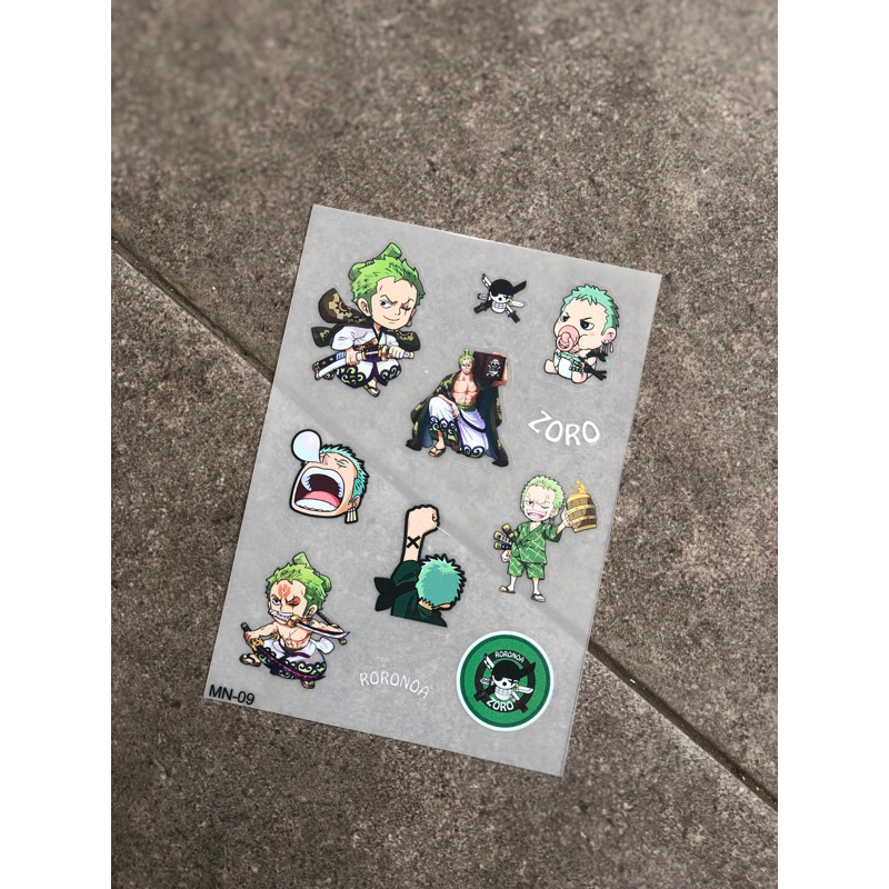 แพ็คสติ๊กเกอร์ One Piece แผ่นสติ๊กเกอร์ A6 สติ๊กเกอร์ลูฟี่ Zoro โปร่งใส