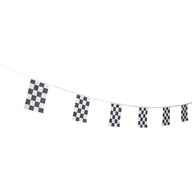 9m Racing Flag 14x21 ซม.Racing Flag 30pcs Racing Flag สีดํา Checkered หมากรุก Motif แบนเนอร์ตกแต่ง