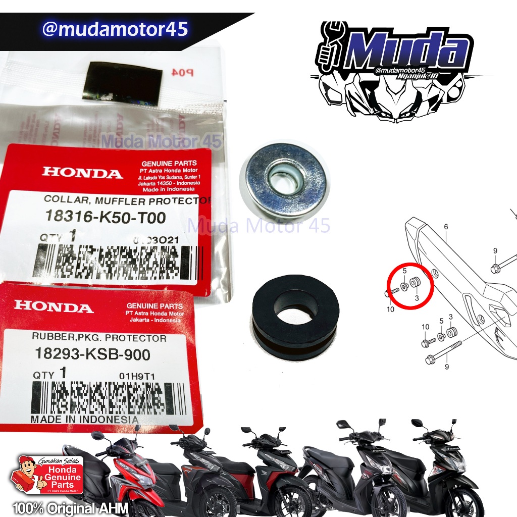 RING PLUS RUBBER EXHAUST COVER BEAT SCOOPY VARIO LED 125 150 18293-KB-900 18316-K50-T00 COLLAR MUFFL