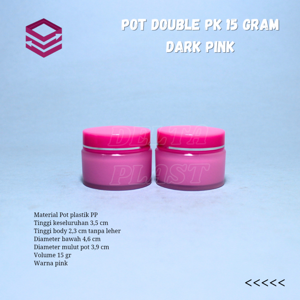 Double PK Cream Pot 15gr Dark Pink / Cosmetic Packaging Pot 15 กรัม