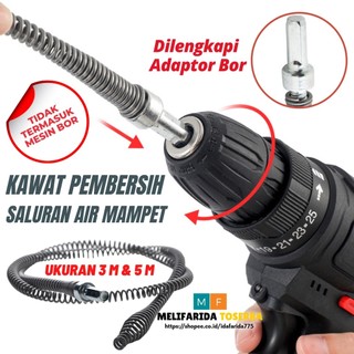 Alat Pembersih Saluran Kawat Pembersih Saluran Pipa Mampet Dengan Adaptor Bor 3M 5M 10M 15M Pembersih Pipa