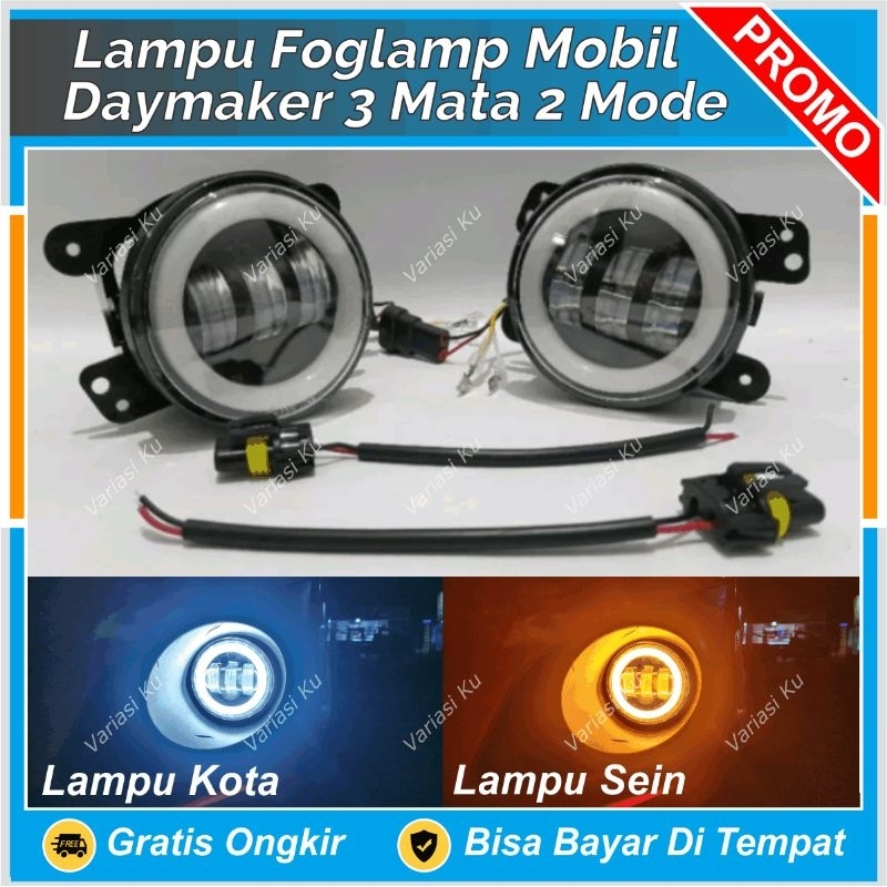 MATA DAYMAKER CWL FOGLAMP LIGHT 3 EYES ANGEL EYE 2 FUNCTIONS 2 COLORS DRL CITY + SEN (TEM / RITING /