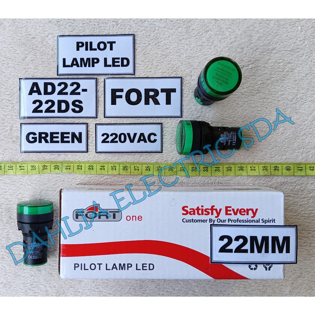 PILOT LAMP 22MM 220VAC AD22-22DS สีเขียว FORT