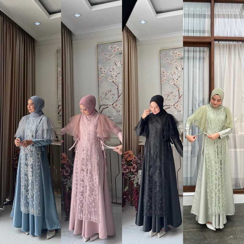 ใหม่ผู้หญิงชุดวัสดุ SILK + Tuel Polos ตั้งครรภ์ FRIENDLY DRESS SUPER หรูหราเชิญ Party DRESS ชุดสําเร็จการศึกษา BRIDESMAID ครอบครัวชุดเชิญ