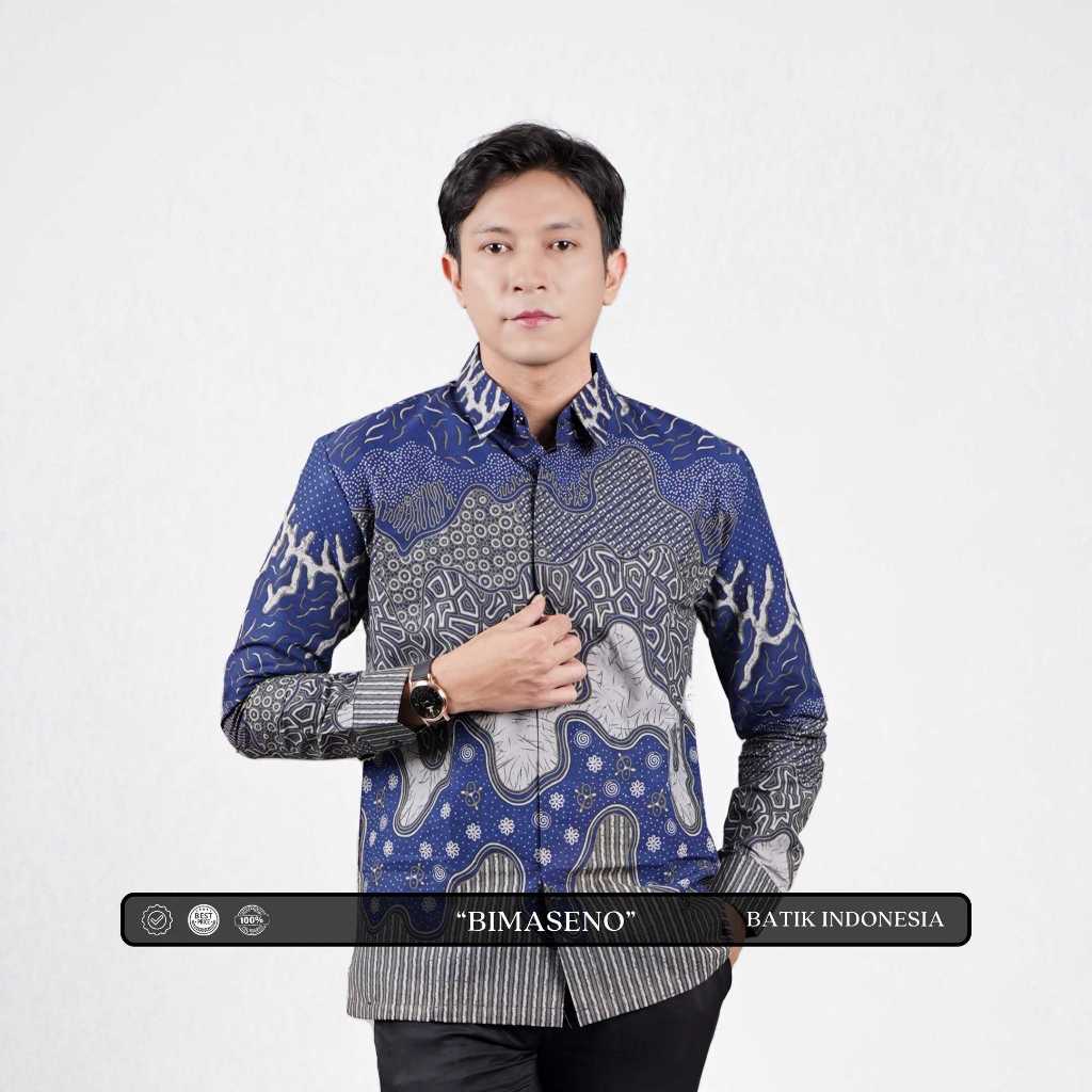 KEMEJA ผ้าบาติกอินโดนีเซีย Bimaseno Motif เสื้อเชิ้ตผ้าบาติกทรงเข้ารูปมีซับใน