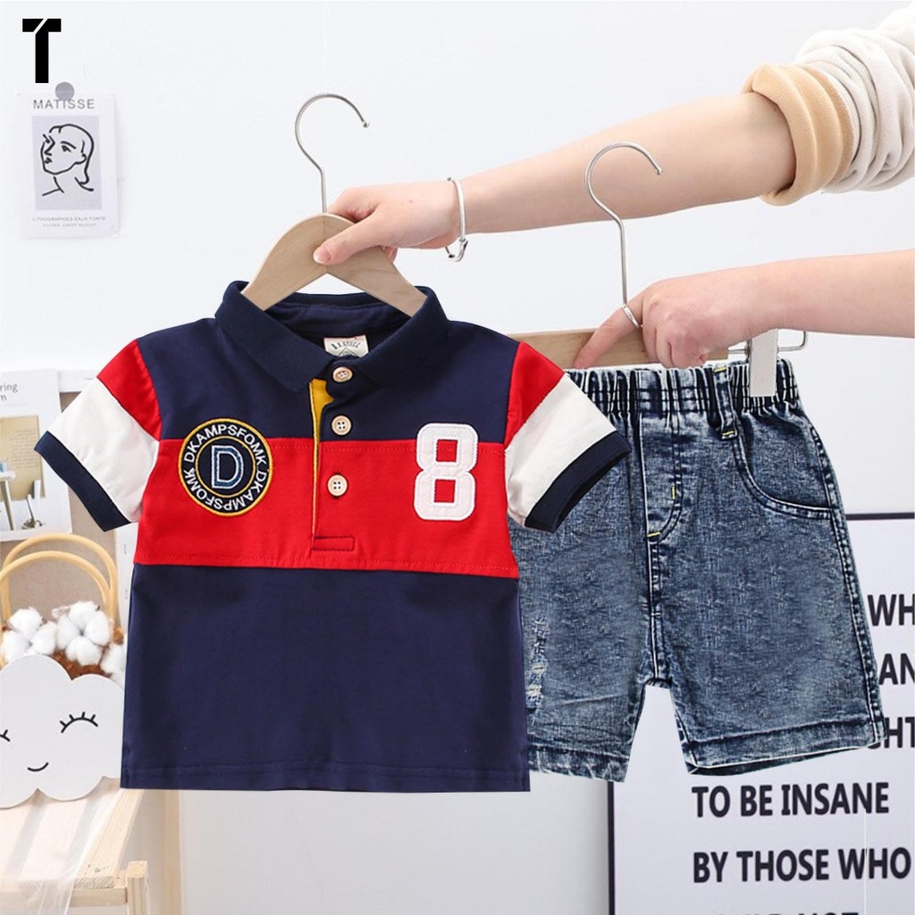 Can PAY ON THE PLACE/CHILDREN& 39;S JEANS SET POLO CLOTHES DENIM JEANS สําหรับ 1-5 ปี