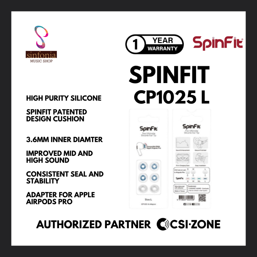 SpinFit CP1025 Apple Airpods Pro Eartips Replacement - Size L