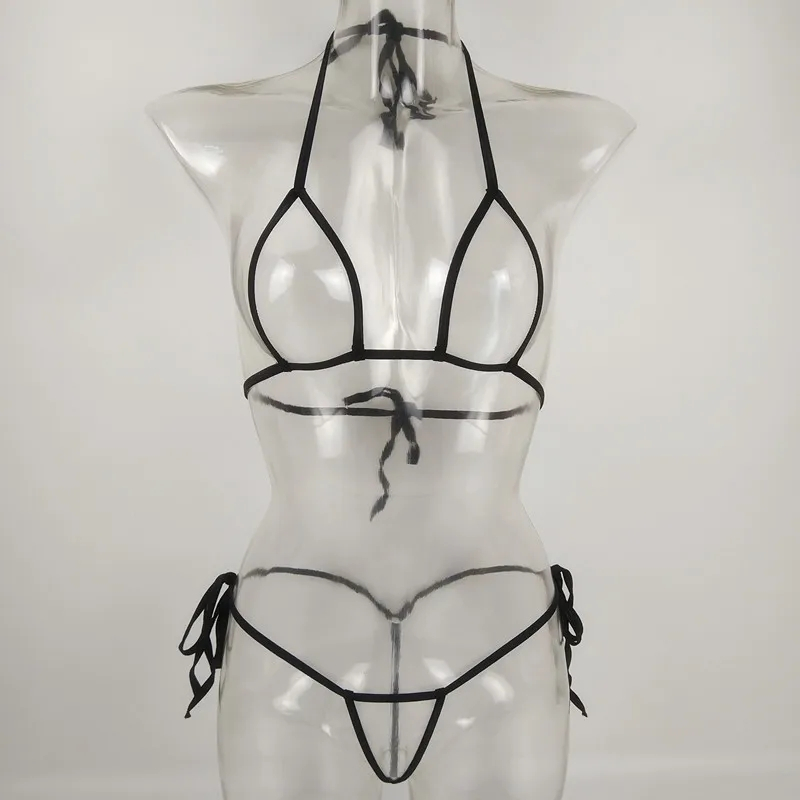 G String Set and Transparent Strappy Bra SG035