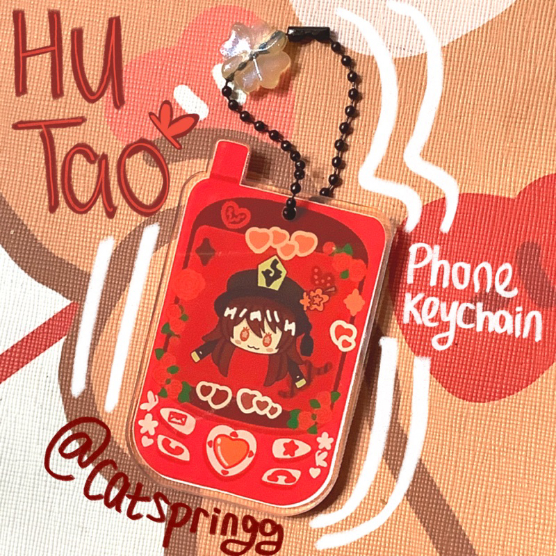 GANTUNGAN Genshin Impact Hu Tao Phone พวงกุญแจอะคริลิคโดย Catspringg | Hu Tao Genshin Impact พวงกุญแ