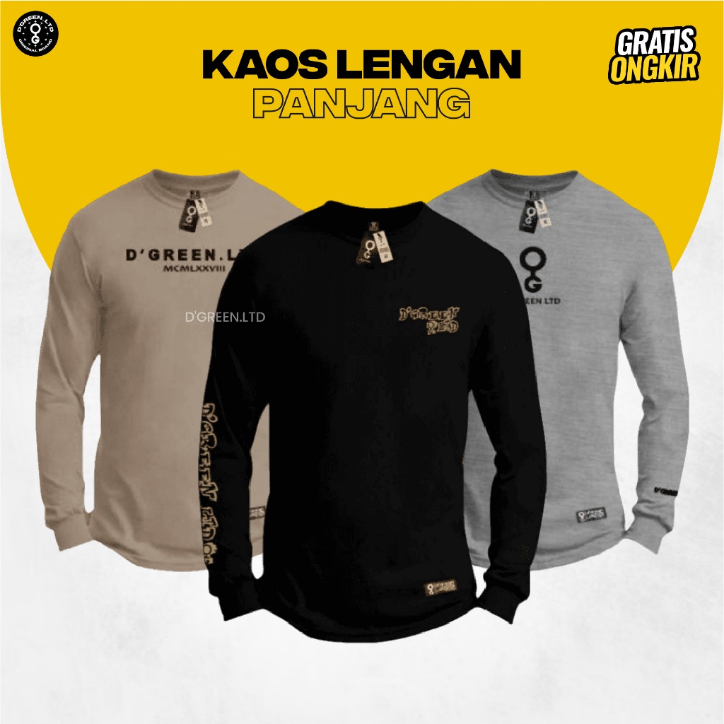 เสื้อยืด Dgreen Ltd Distro เสื้อเชิ้ตแขนยาวสําหรับผู้ชายและผู้หญิงรหัส E Cotton Combed 30s วัสดุโดย 