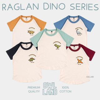 Kaos Raglan Anak Dino Series Cotton 30s Unisex 1-12 Tahun