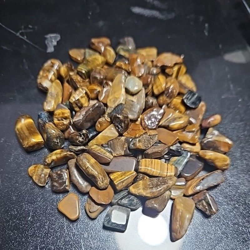 TIGER EYE CHIPS 9-12mm 100grams หินธรรมชาติแท้