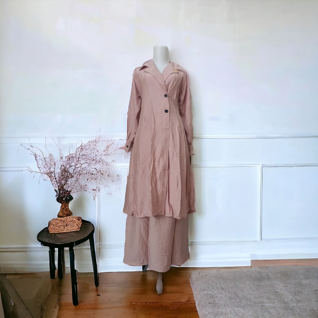 New Ivory Linen Blazer Skirt Set by The Violetas – 047GI