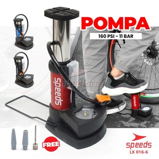 SPEEDS Mini Foot Pump Portable High Pressure-Pompa Angin Kaki Untuk ban mobil, motor dan lainnya 016-6