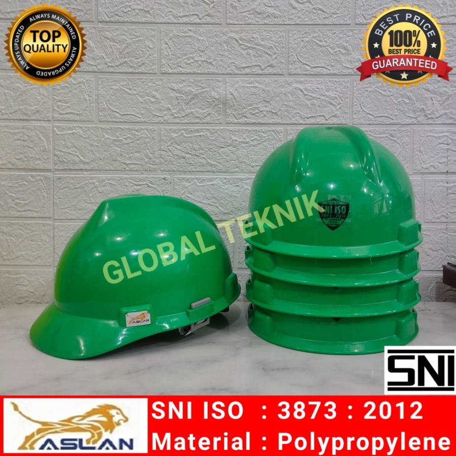 HIJAU Aslan ยี่ห้อโครงการหมวกนิรภัยสีเขียว SNI SAFETY VGARD PROJECT HELMET สีเขียว ASLAN BUILDING WO