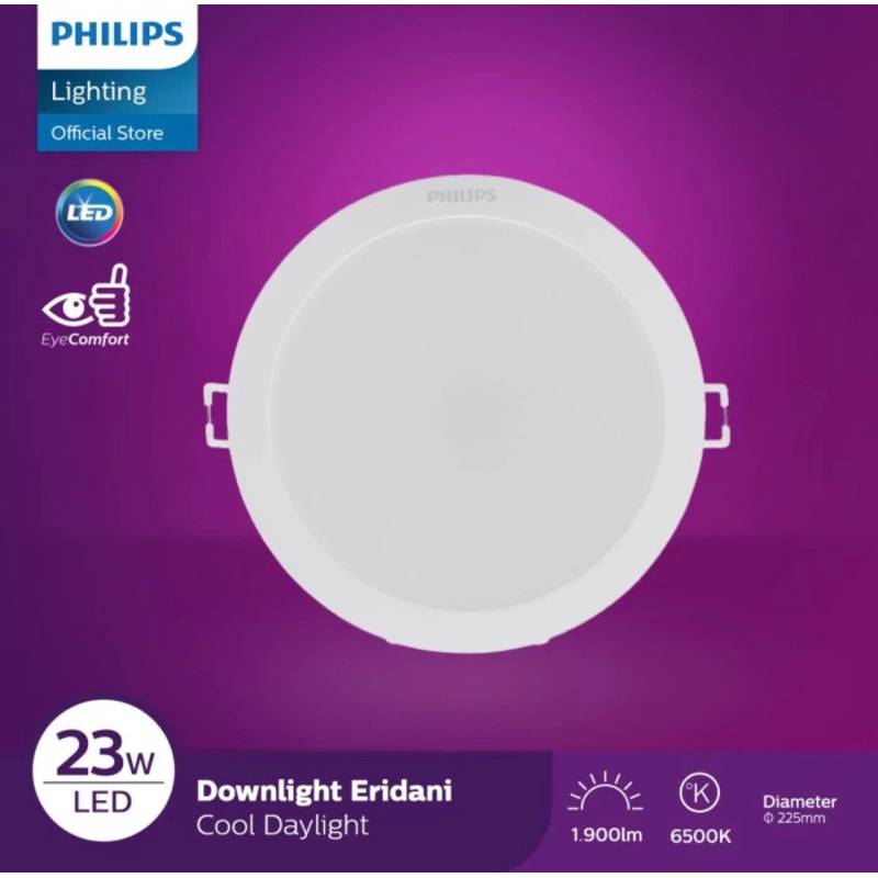 Putih Philips DOWNLIGHT Emws 23W D200 LED18 ใหม่ หลอดไฟ LED 8 นิ้ว 6500K สีขาว DL190B