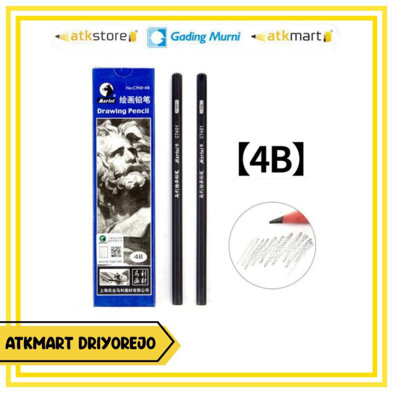(12 ชิ้น) MARIES DRAWING PENCIL C7401 4B - DRAWING PENCIL - SKETCH PENCIL