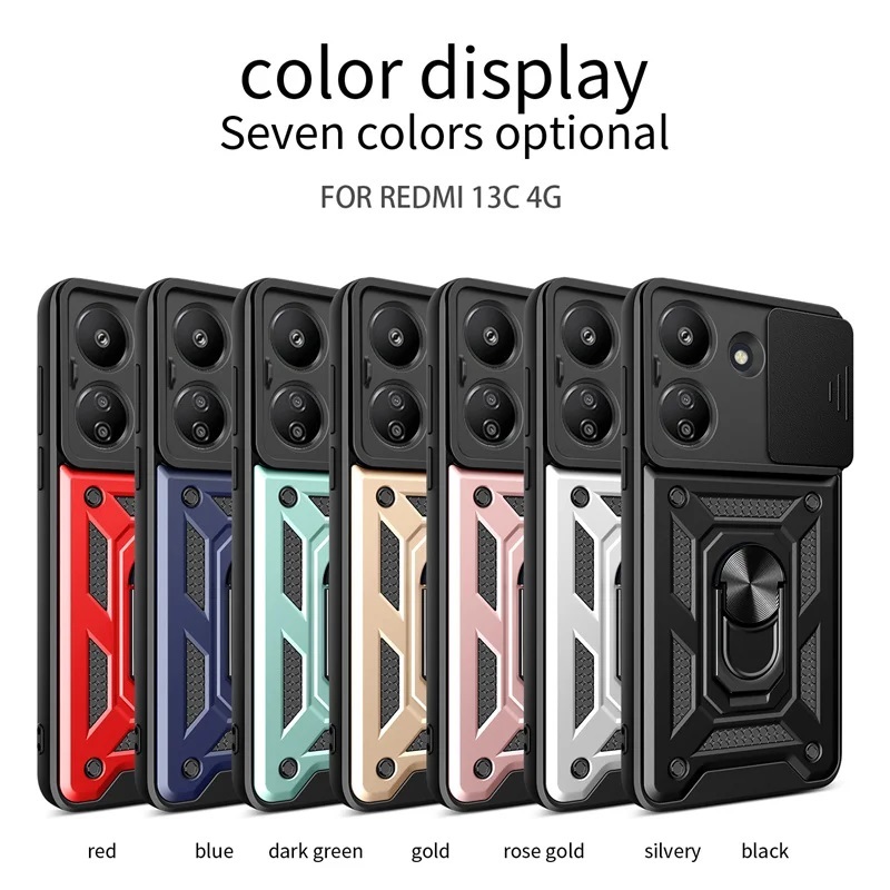 เคส Poco C65 - Redmi 13C Softcase SLIDE ARMOR เคสป้องกันกล้อง เคส Hp Redmi 13C - Poco C65