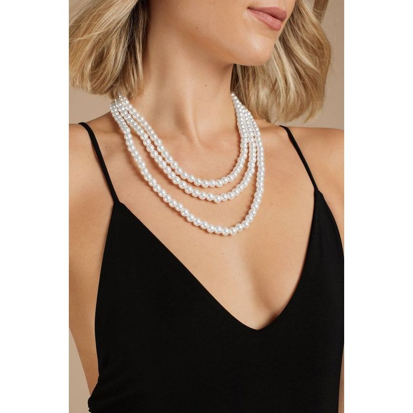 Tobi THREE LAYER PEARL NECKLACE