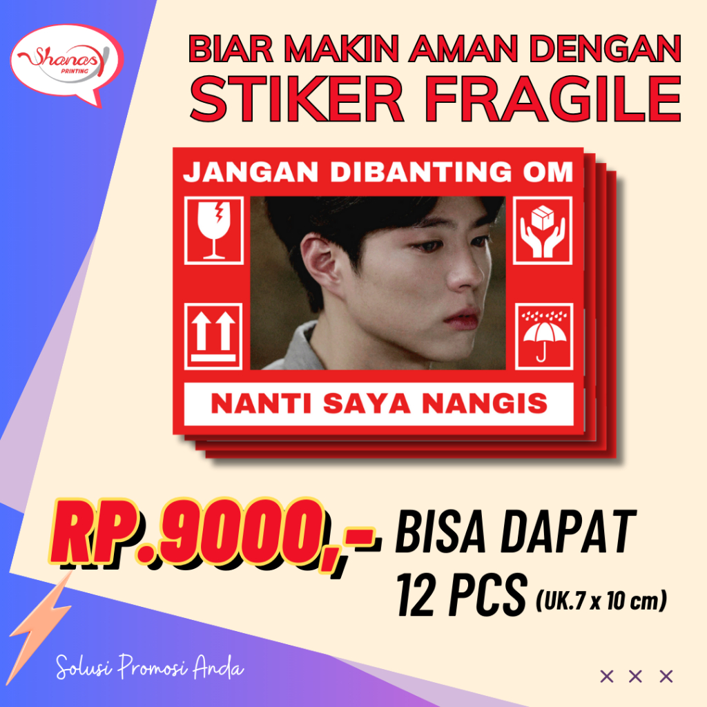 สติ๊กเกอร์ FRAGILE 12 ชิ้น ขนาด (7x10ซม.) สติ๊กเกอร์ CHROMO A3+